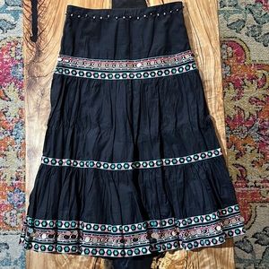 Sweet by Miss Me Embroidered Full Skirt with Sequins & Bells. Sz S